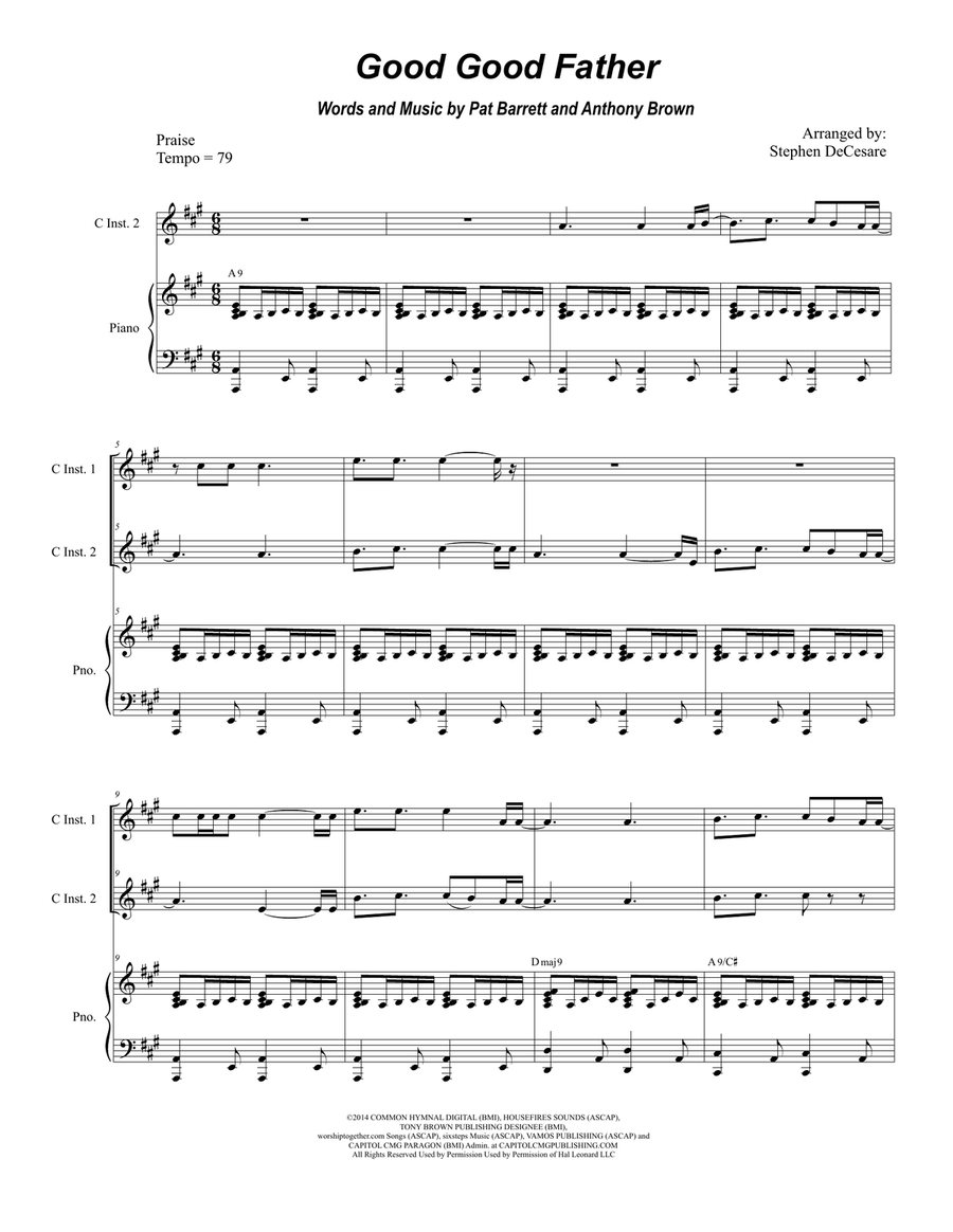 Good Good Father Piano scores gallery preview page 1