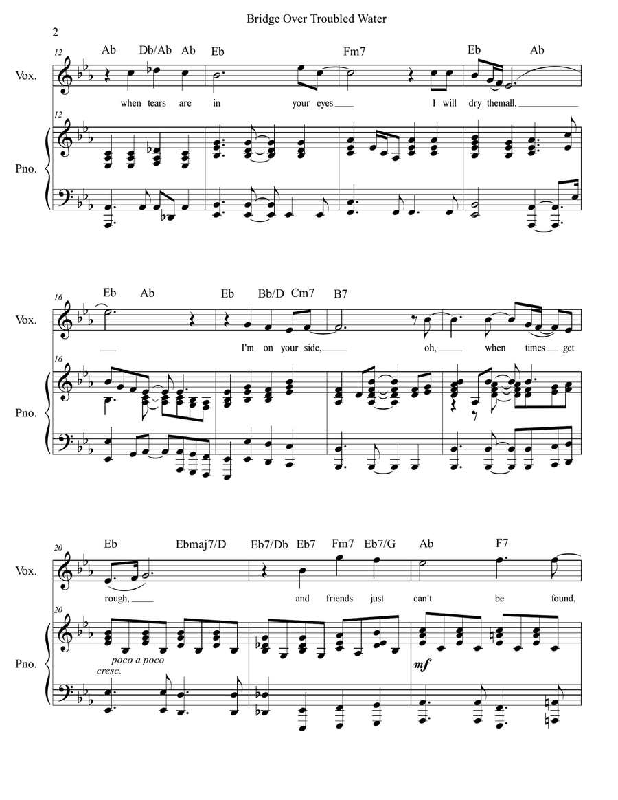 Bridge Over Troubled Water Voice scores gallery preview page 3