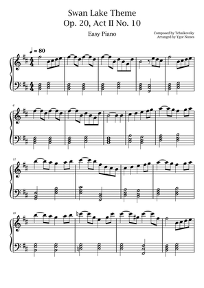 Swan Lake Theme - Tchaikovsky - Very Easy Piano