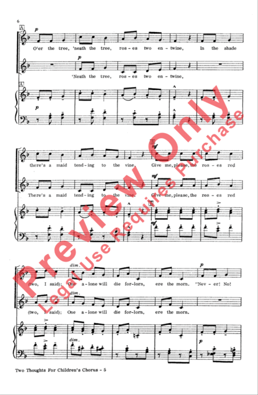 Two Thoughts for Children's Chorus 2-Part scores gallery preview page 5