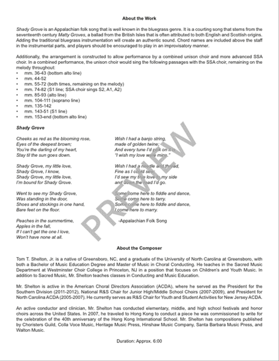 Shady Grove (Full Score and Parts) SSA scores gallery preview page 3