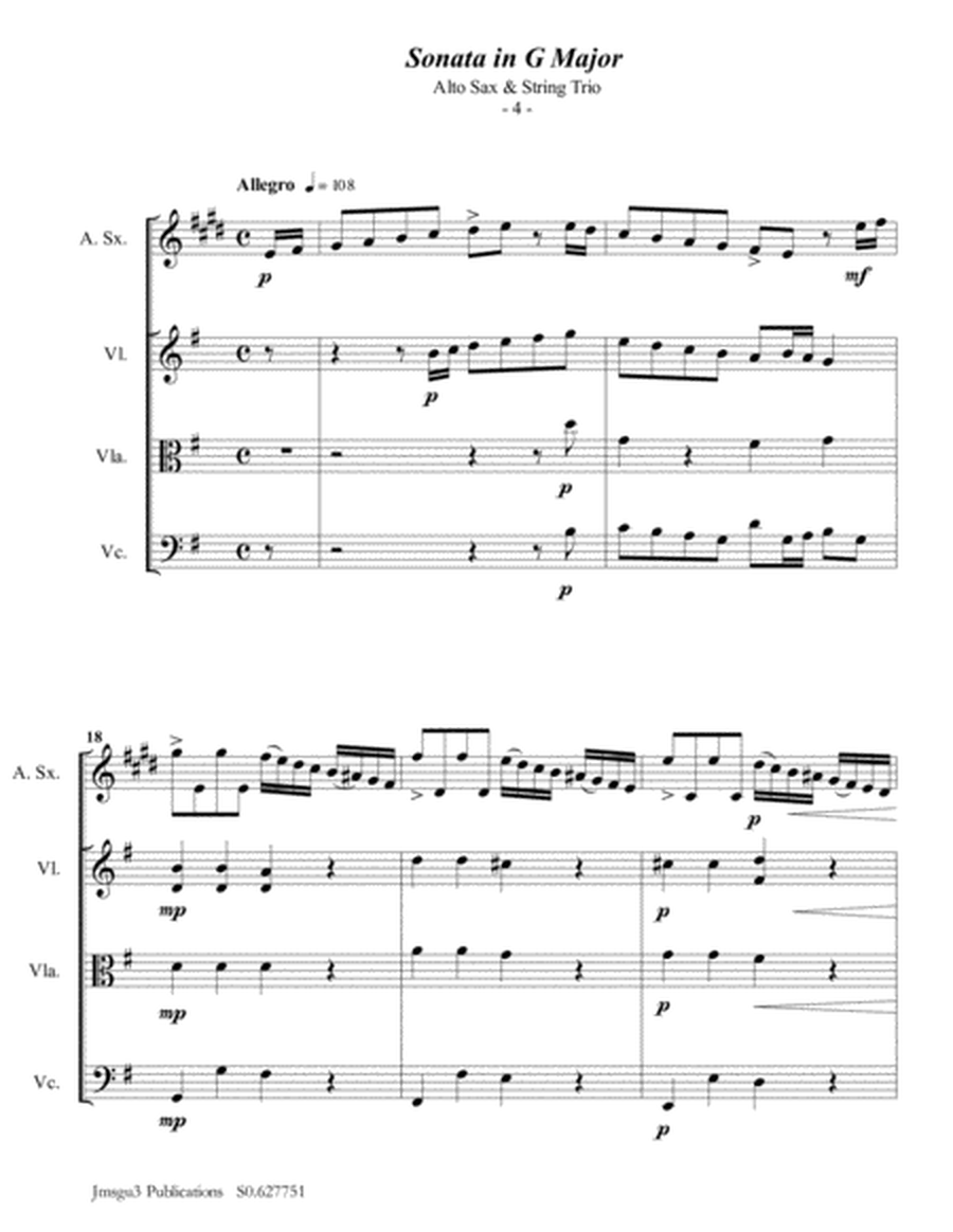 Telemann: Sonata in G Major for Alto Sax & String Trio image number null