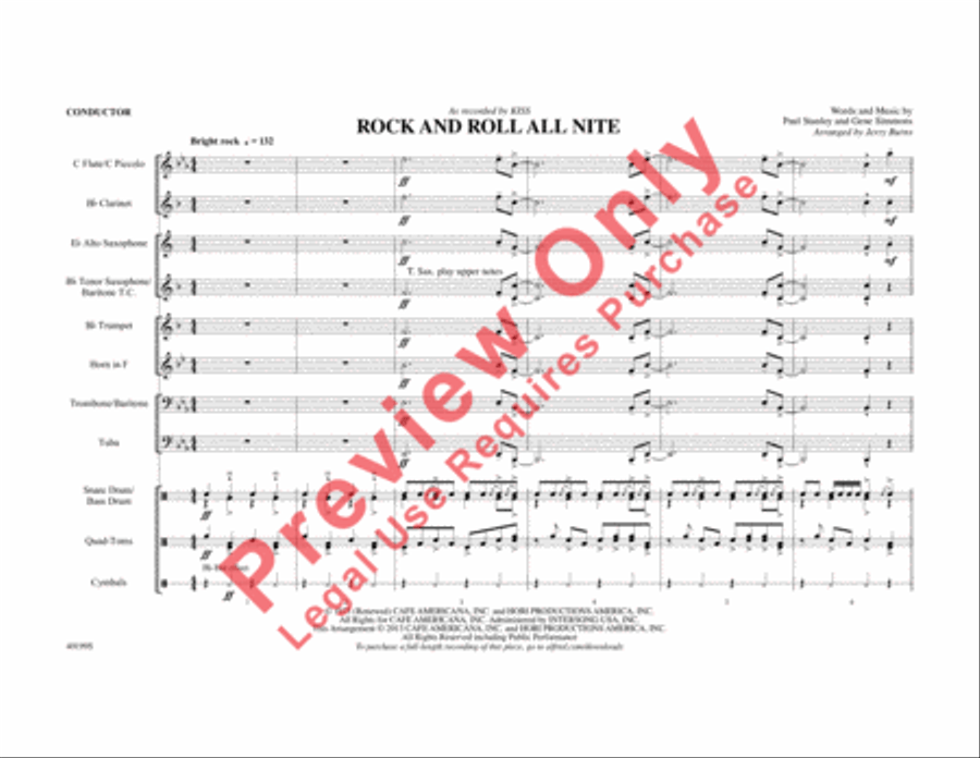 Rock and Roll All Nite Rock and Roll All Nite Marching Band scores gallery preview page 2