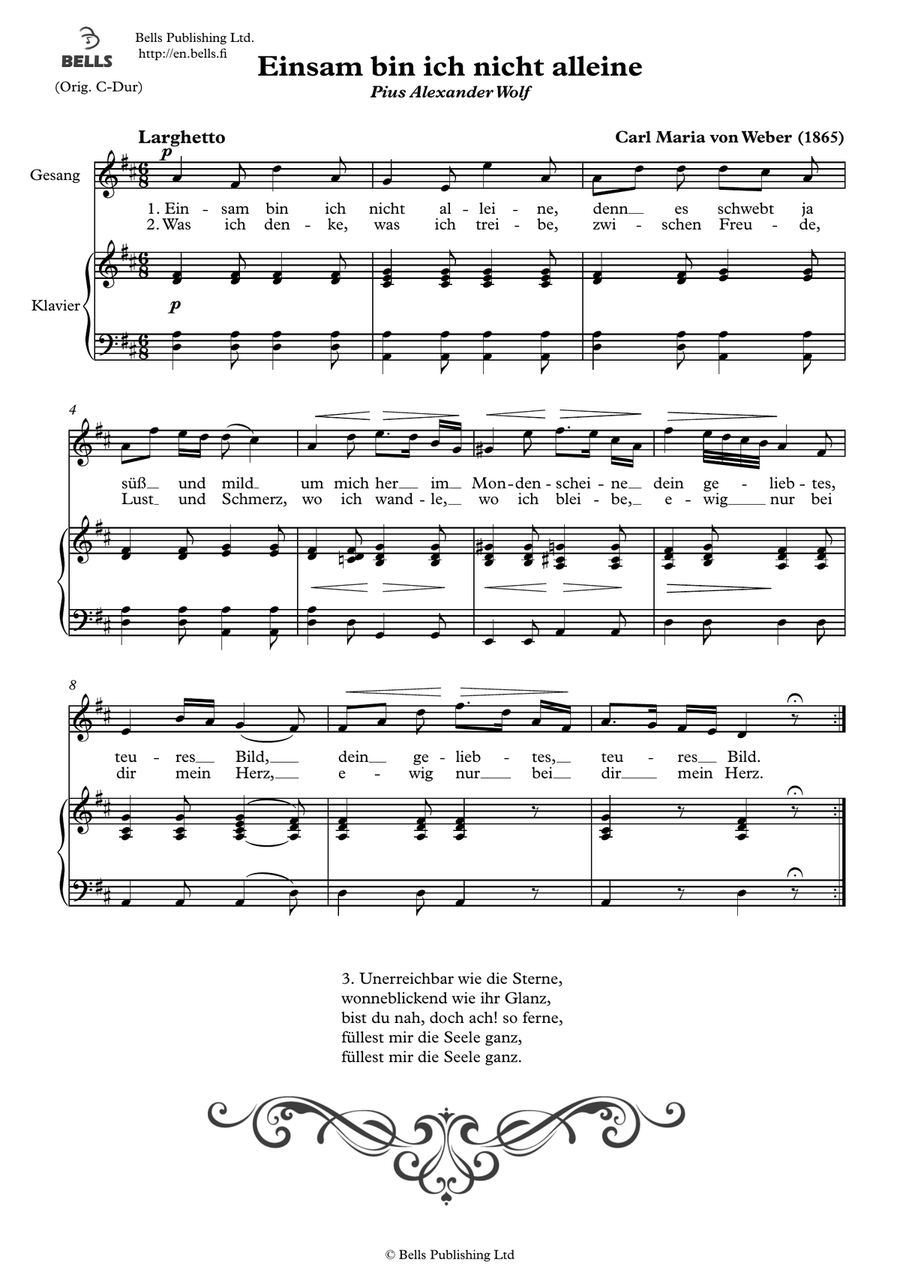 Einsam bin ich nicht alleine (D Major)