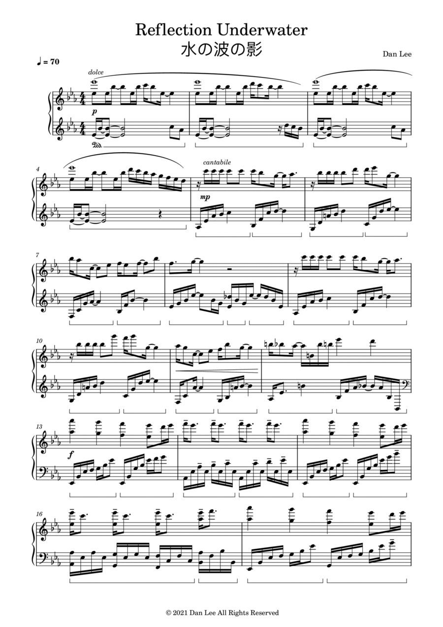 Reflection Underwater 水の波の影 Piano Solo scores gallery preview page 1