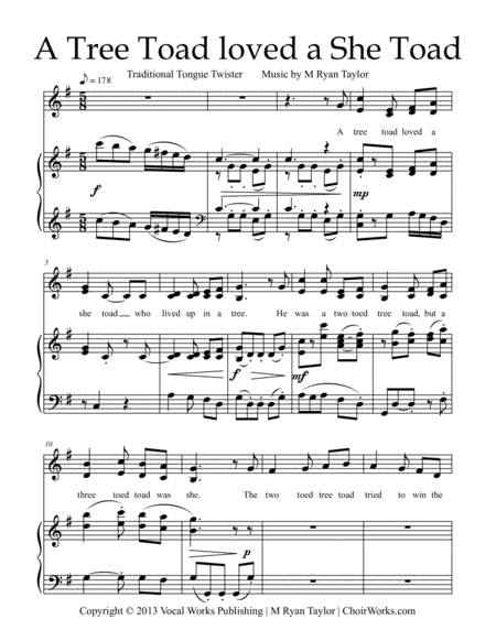Ten Tone Twisters for 2-Part Choir & Piano