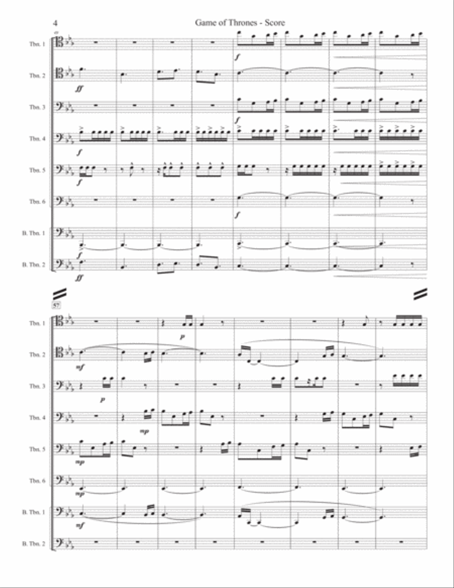 Game Of Thrones Brass Ensemble scores gallery preview page 4