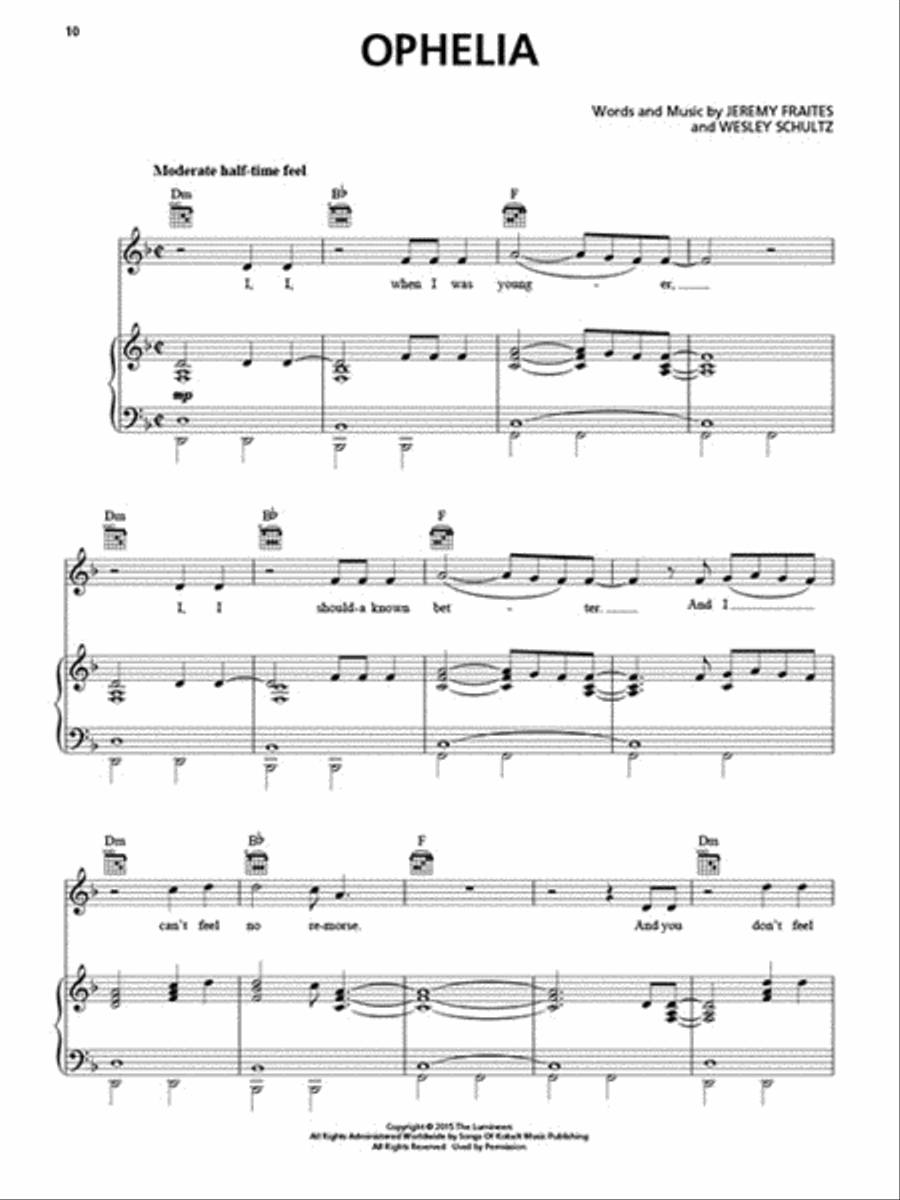 The Lumineers – Cleopatra Piano, Vocal, Guitar scores gallery preview page 4