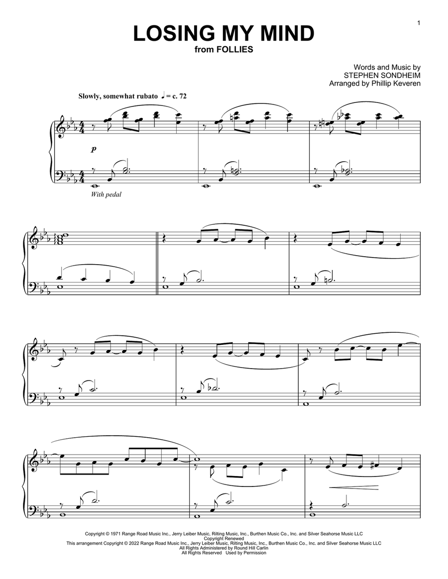 Losing My Mind (from Follies) Piano Solo scores gallery preview page 1