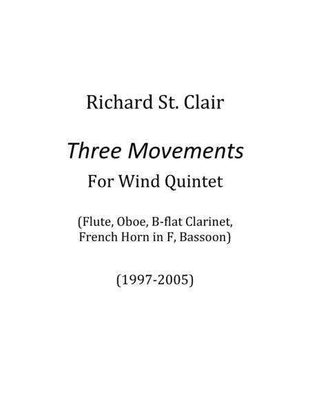 3 Movements for Woodwind Quintet (SCORE & PARTS ATTACHED) image number null