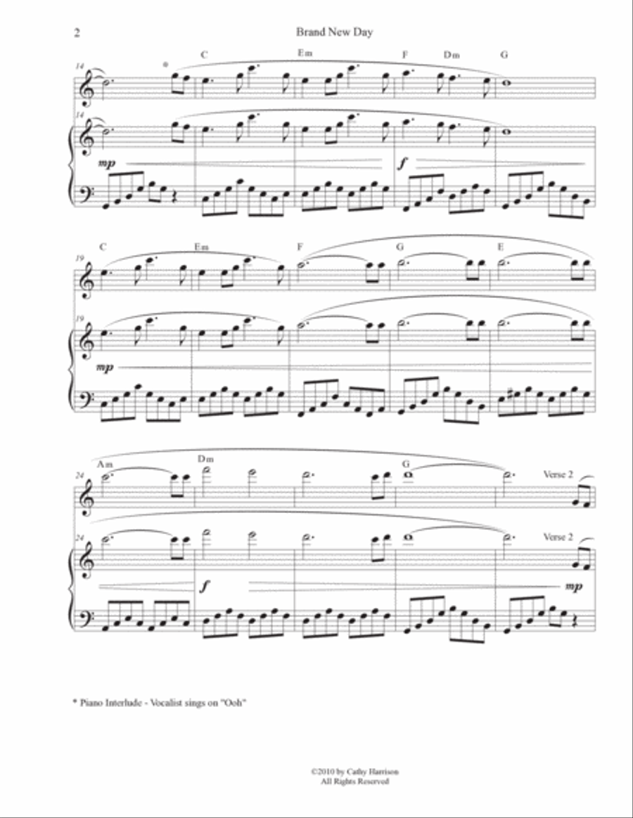 Brand New Day Piano, Vocal, Guitar scores gallery preview page 2