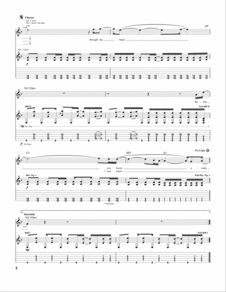 Spiders by System of a Down - Electric Guitar - Digital Sheet Music