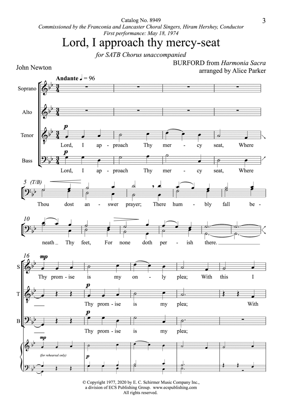 Lord, I approach thy mercy-seat 4-Part scores gallery preview page 1