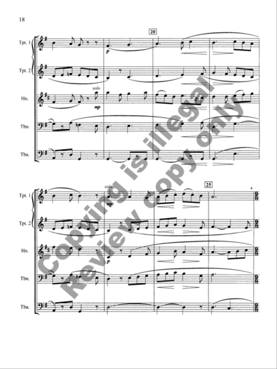 Two Fanfares and a Carol Brass Quintet scores gallery preview page 12
