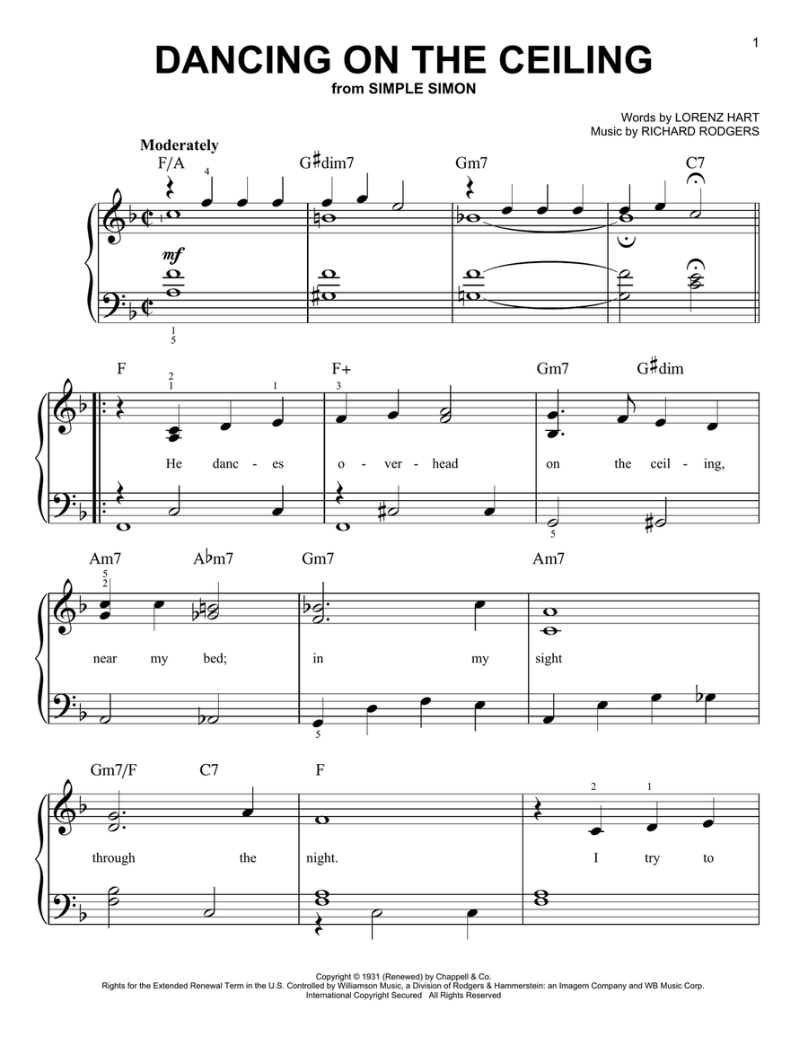 Dancing On The Ceiling Easy Piano scores gallery preview page 1