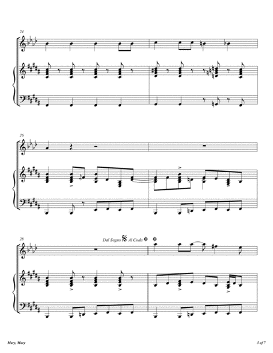 Mary, Mary Mary, Mary Piano scores gallery preview page 6