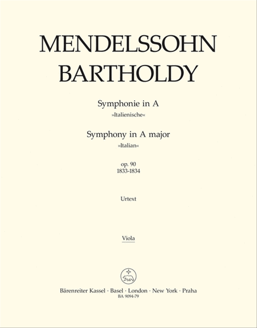 Symphony A major, Op. 90 'Italian' Viola scores gallery preview page 1