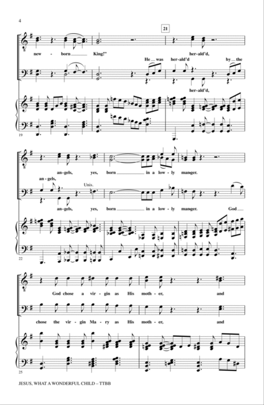 Jesus, What A Wonderful Child TTBB scores gallery preview page 3