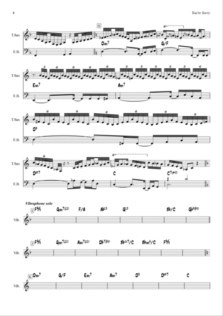 You're Sorry Tenor Saxophone scores gallery preview page 4