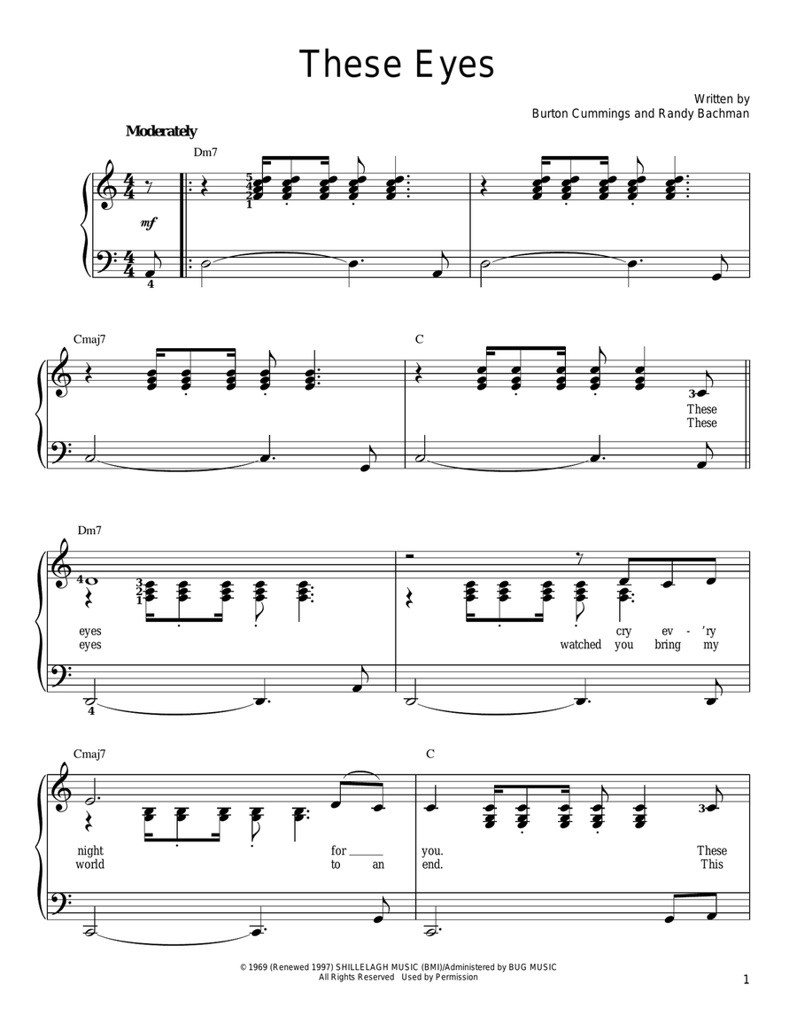 These Eyes These Eyes Easy Piano scores gallery preview page 1