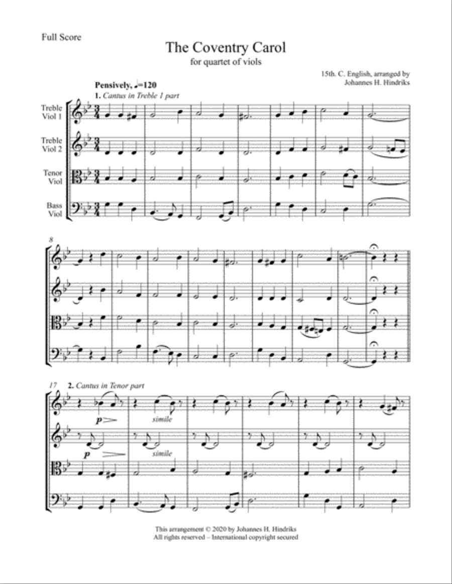 Coventry Carol Christmas scores gallery preview page 4