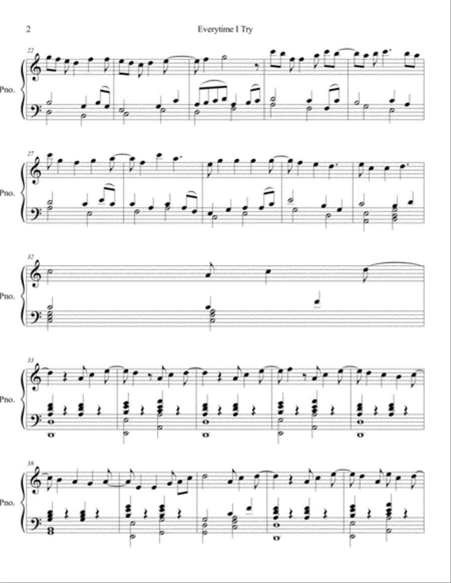 Everytime I Try Everytime I Try Piano Solo scores gallery preview page 2