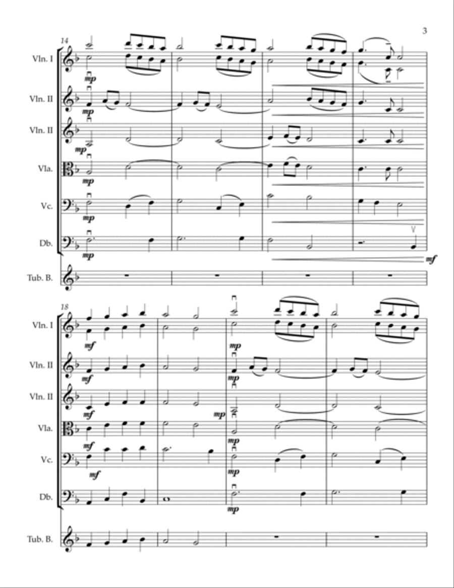 ANGELS WE HAVE HEARD ON HIGH FOR STRING ORCHESTRA PLUS TUBULAR BELLS String Orchestra scores gallery preview page 3
