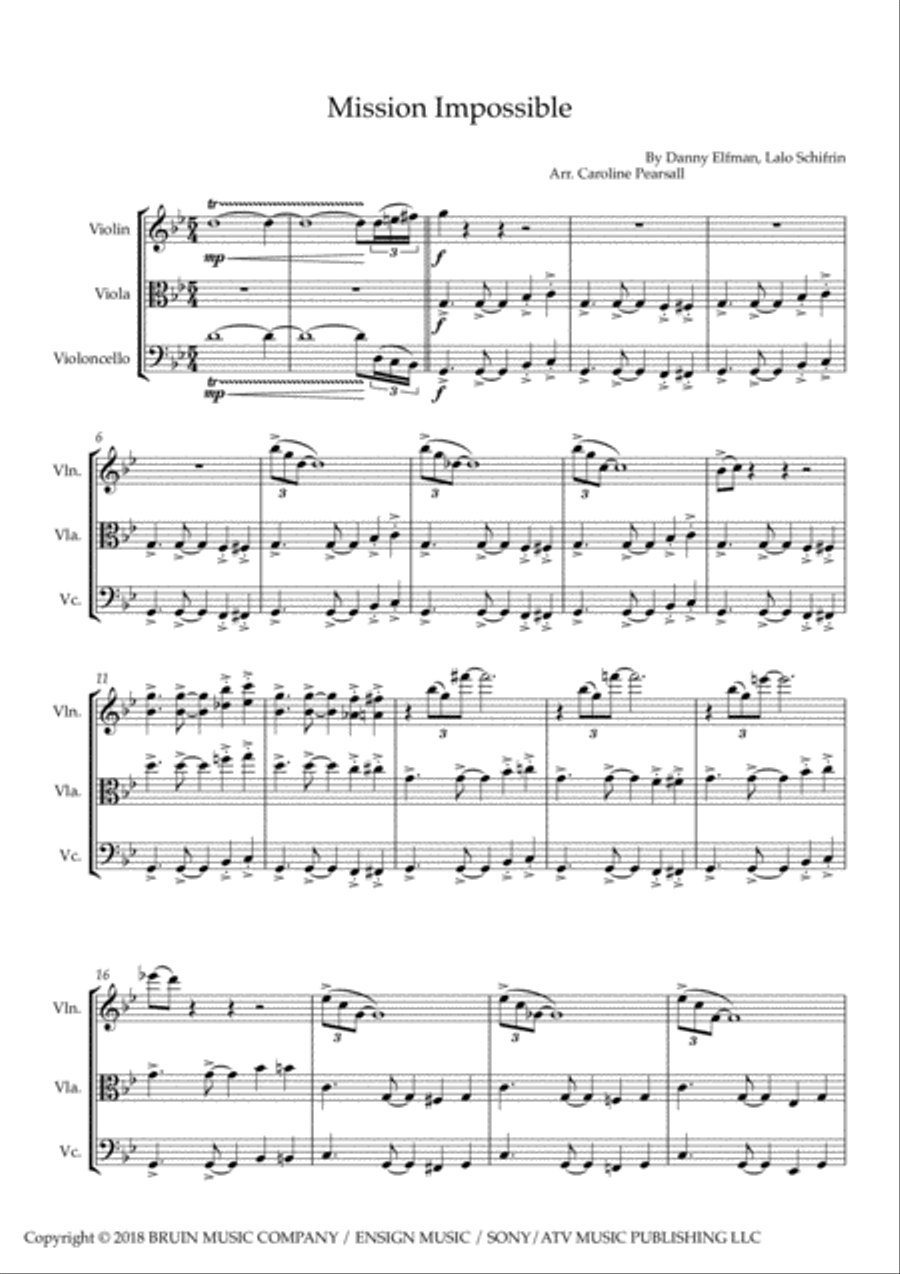 Elfman Medley String Trio scores gallery preview page 3