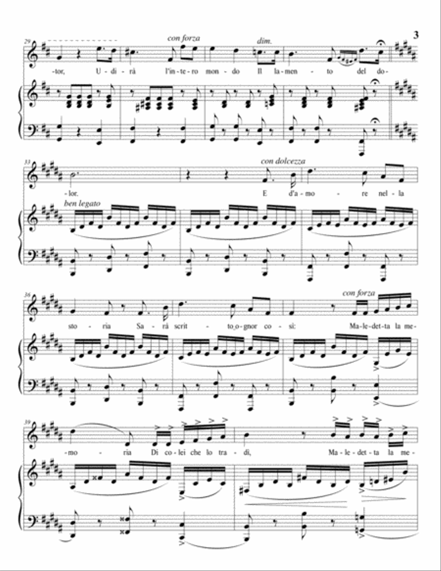 VERDI: Nell'orror di notte oscura (transposed to B minor) Voice scores gallery preview page 4
