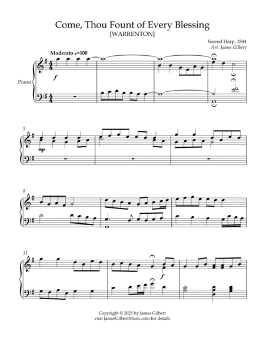Come, Thou Fount Of Every Blessing Piano Solo scores gallery preview page 2