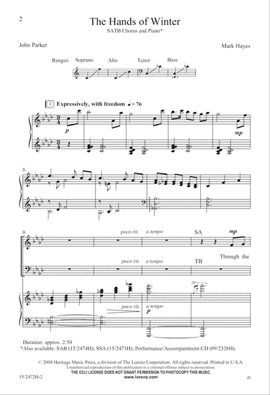 The Hands of Winter 4-Part scores gallery preview page 3