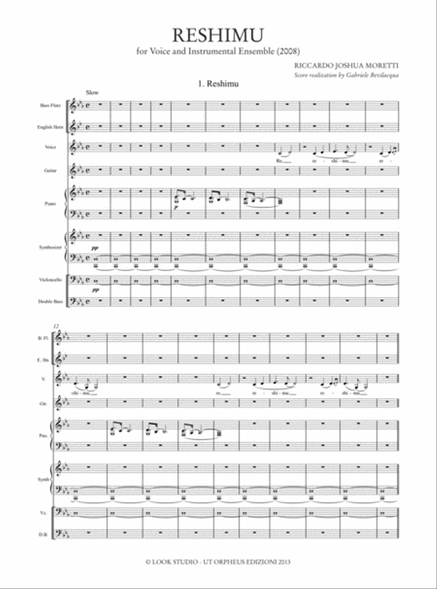 Reshimu for Voice and Instrumental Ensemble (2008) Voice scores gallery preview page 2