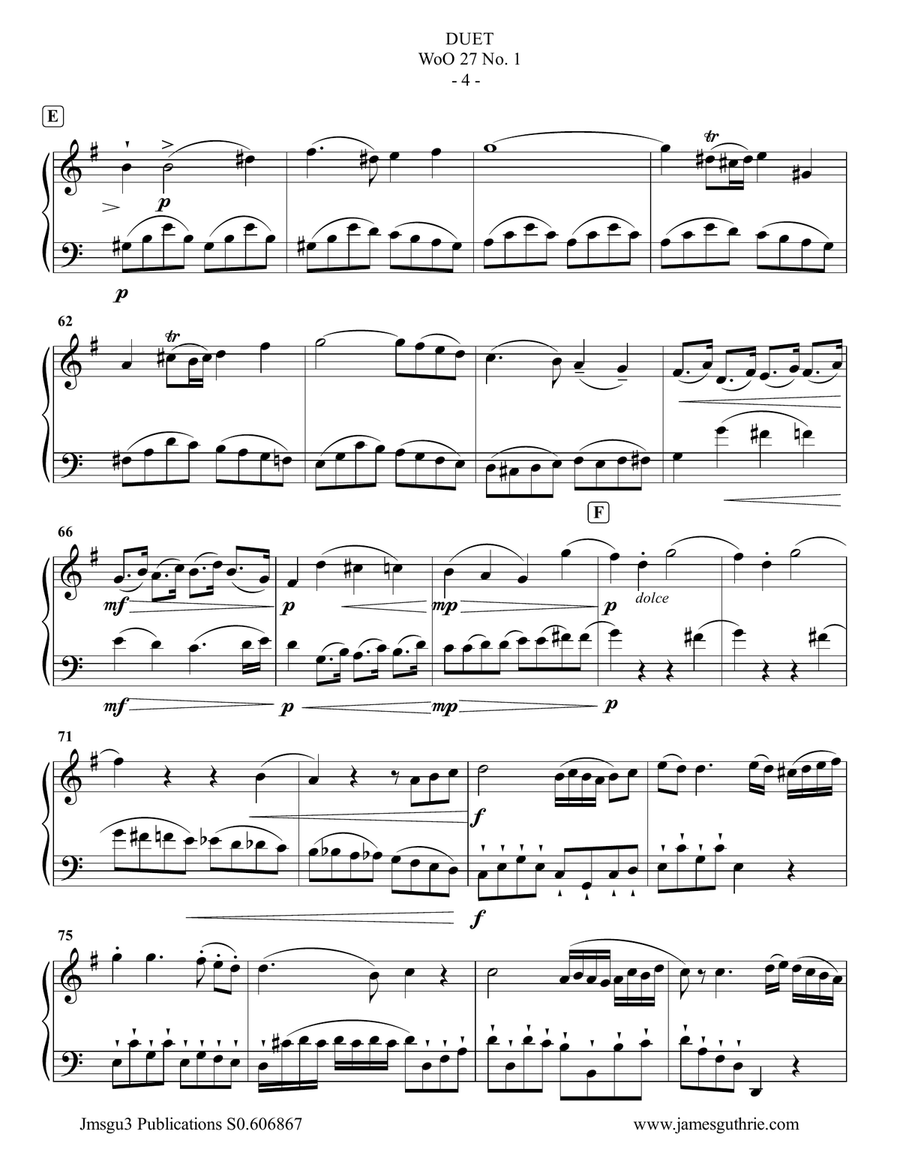 Beethoven: Duet WoO 27 No. 1 for French Horn & Cello Horn scores gallery preview page 4