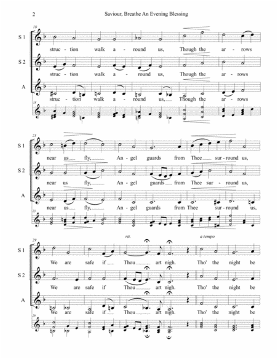 Saviour, Breathe An Evening Blessing SSA scores gallery preview page 2