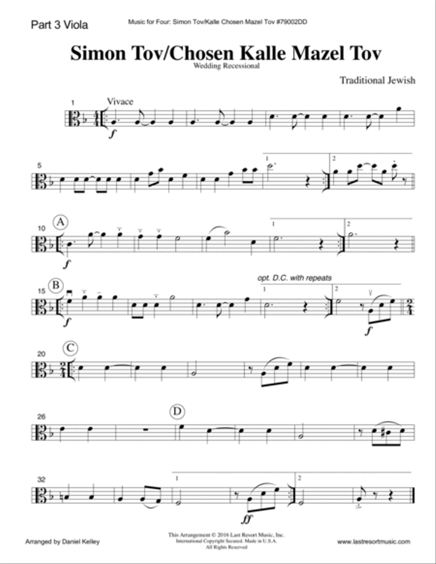 Simon Tov/Kalle Chosen Mazel Tov for String Quartet or Piano Quintet Large Ensemble scores gallery preview page 6