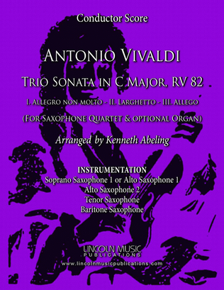 Book cover for Vivaldi - Trio Sonata in C Major, RV 82 (for Saxophone Quartet SATB or AATB and Optional Organ)