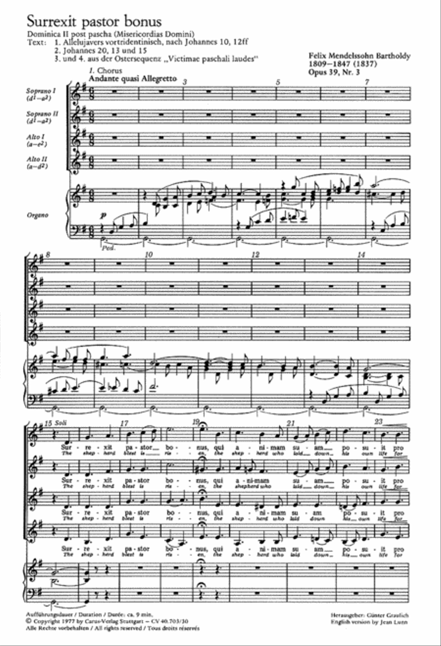 Surrexit pastor bonus (The shepherd blest is risen) SSAA scores gallery preview page 1