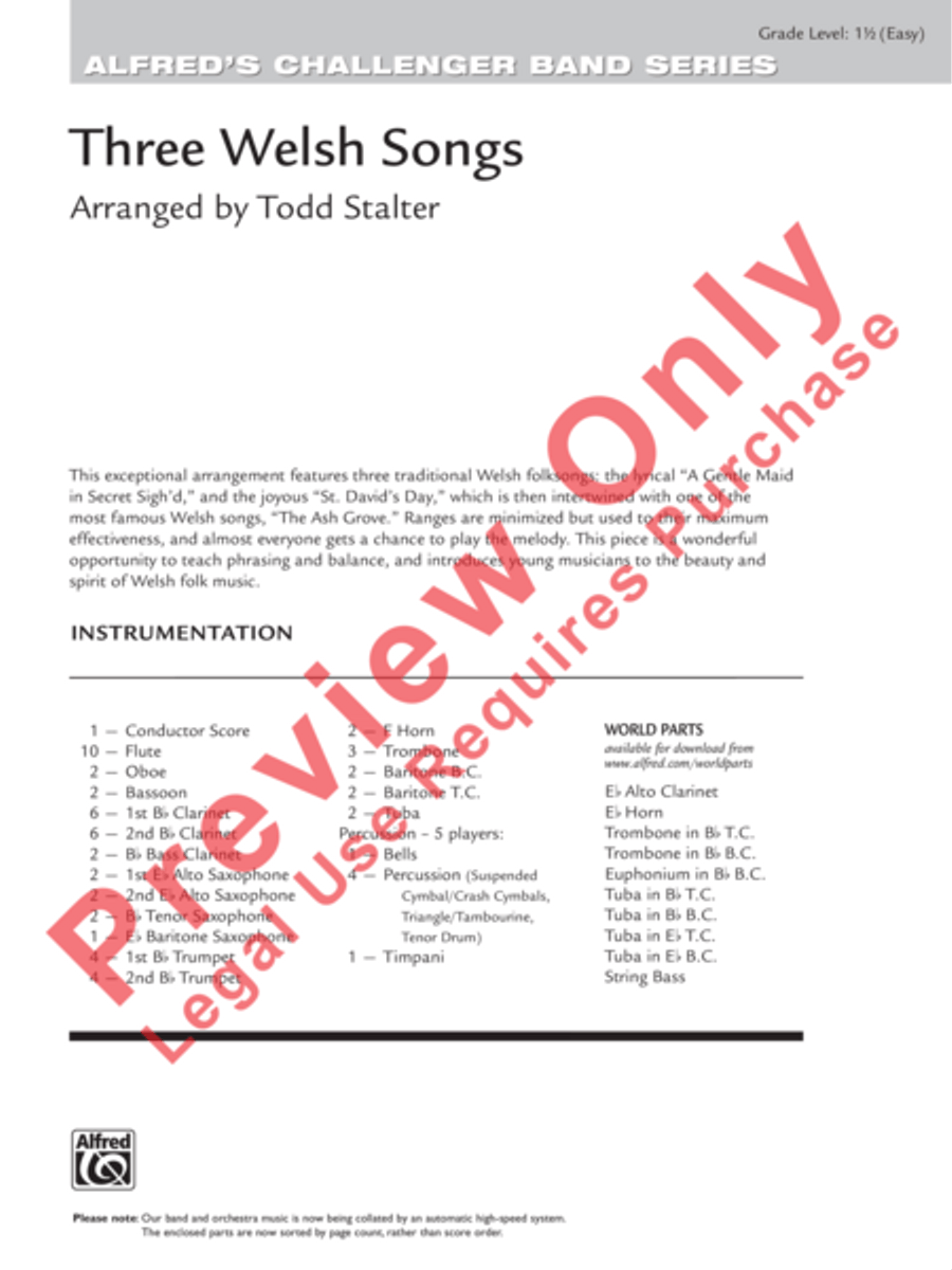 Three Welsh Songs Concert Band scores gallery preview page 2