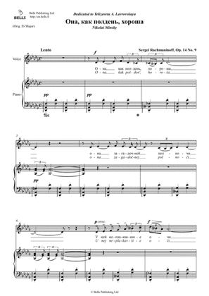Ona, kak polden', khorosha, Op. 14 No. 9 (D-flat Major)