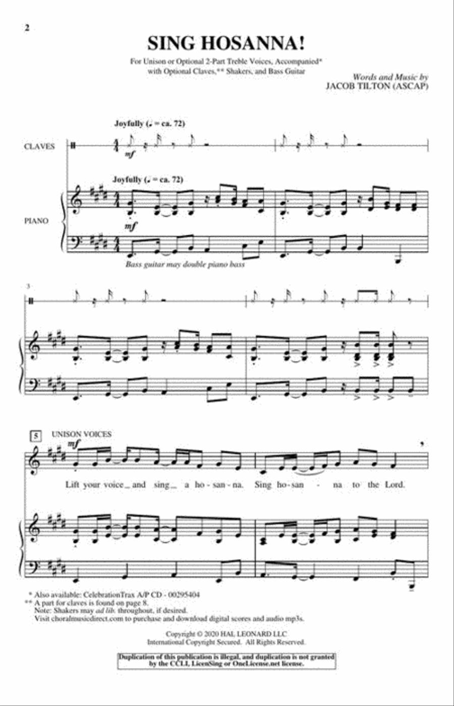 Sing Hosanna! Unison Choir scores gallery preview page 3
