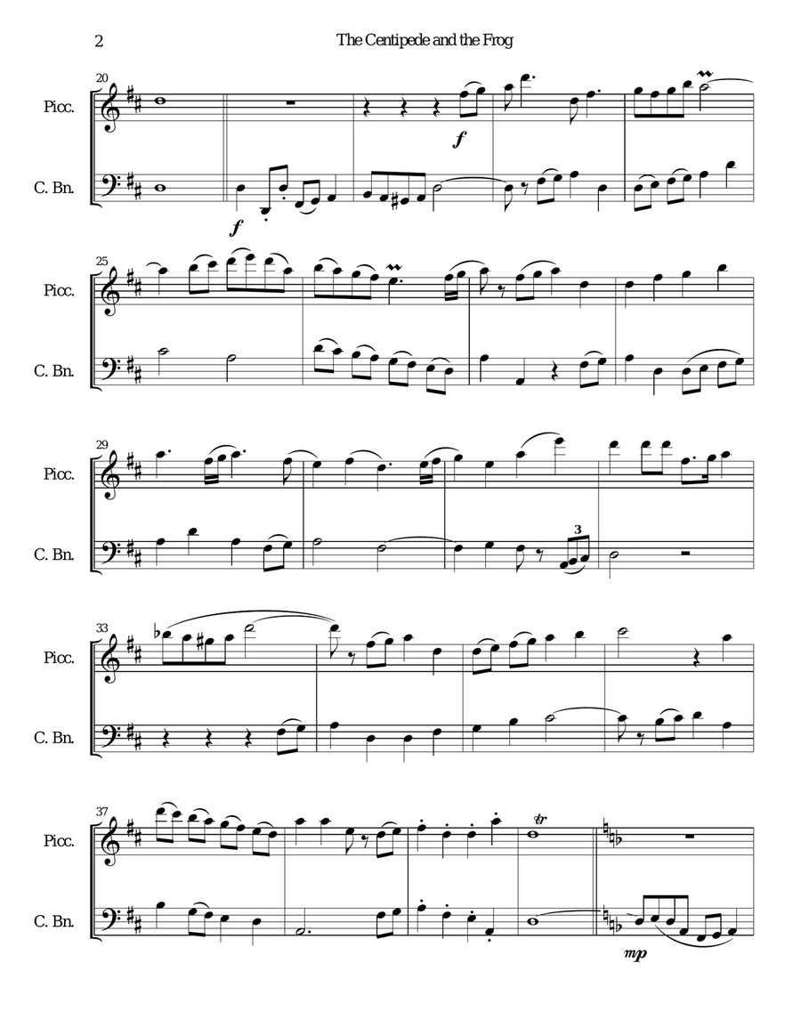 The centipede and the frog for piccolo and contrabassoon Small Ensemble scores gallery preview page 2