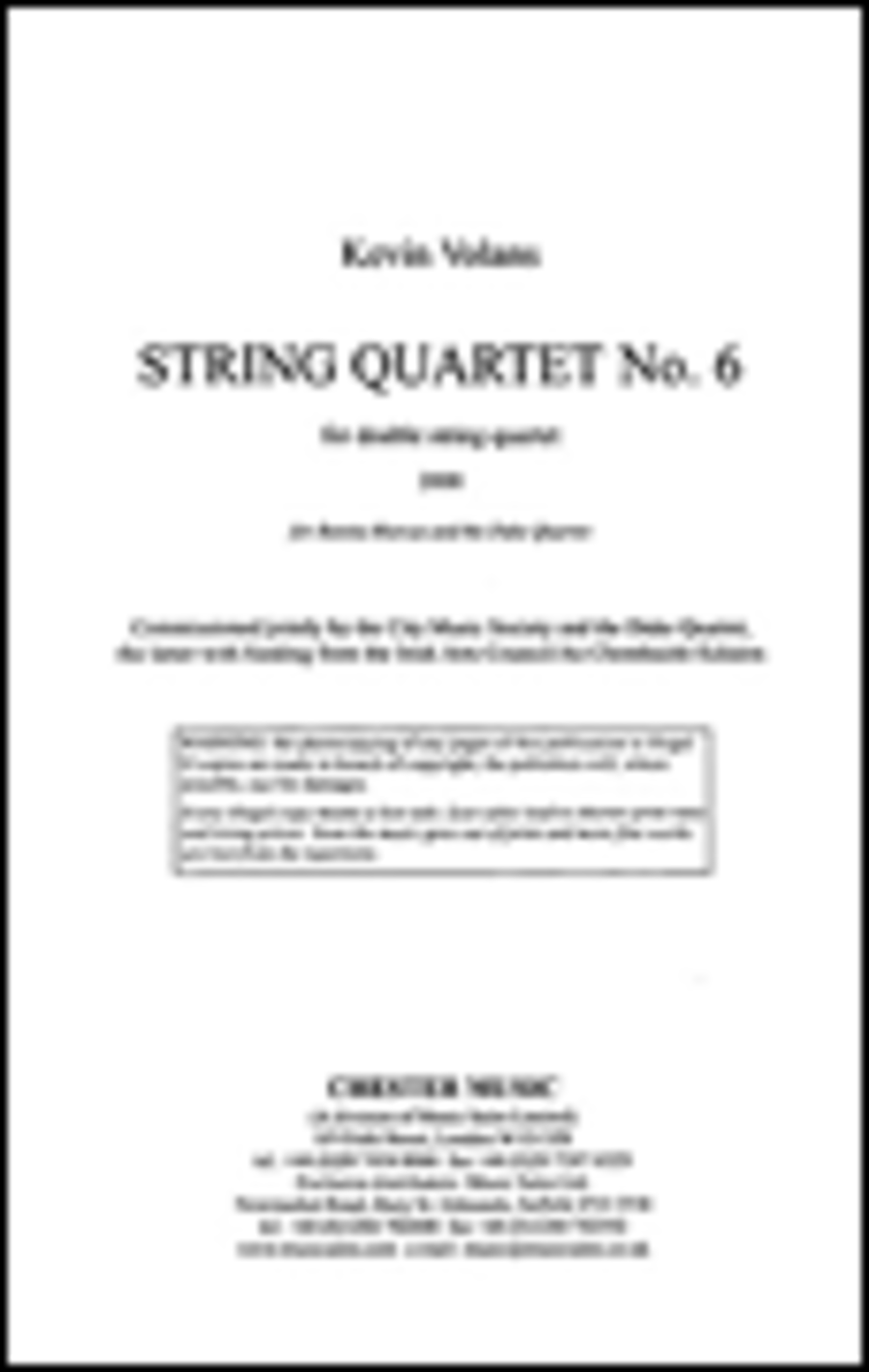 String Quartet No.6 (Score)