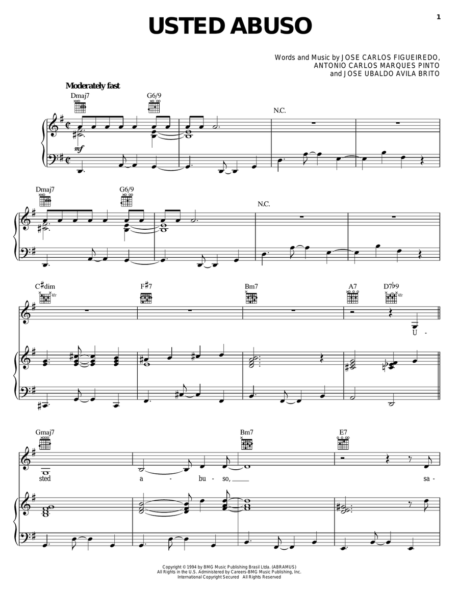 Usted Abuso Piano, Vocal, Guitar scores gallery preview page 1