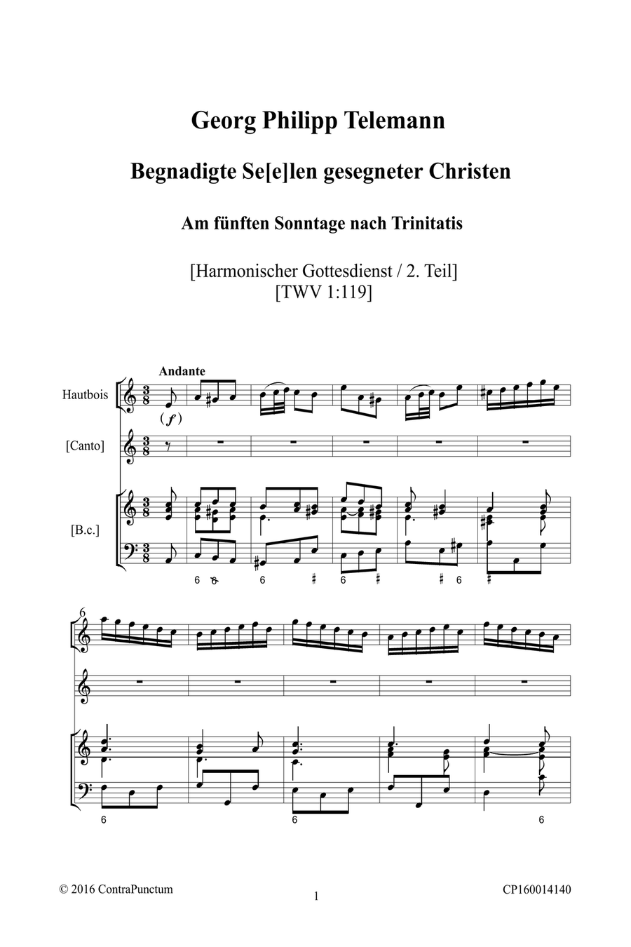 Harmonischer Gottesdienst TWV 1:119 Begnadigte Selen gesegneter Christen Oboe Solo scores gallery preview page 5