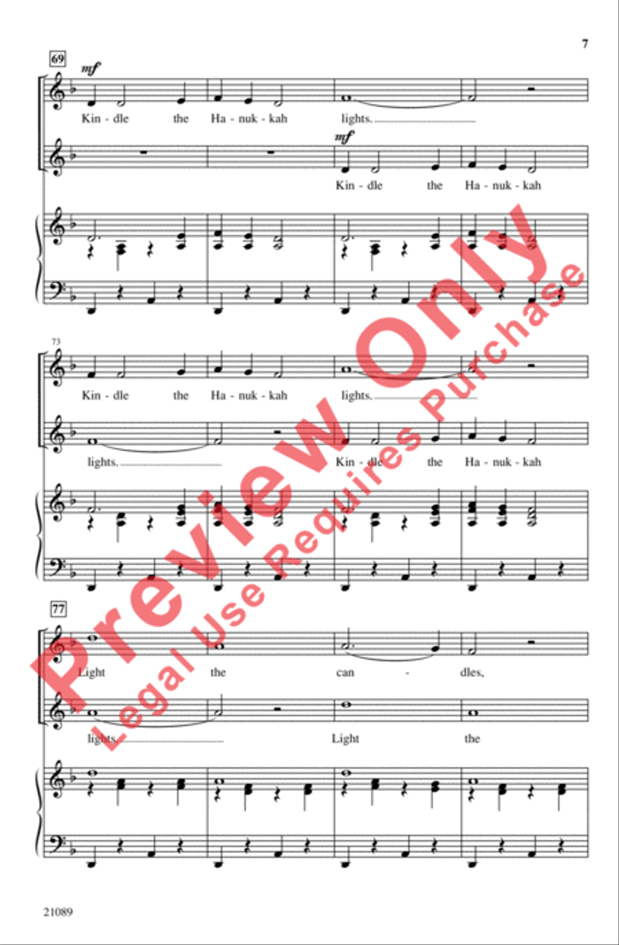 Kindle the Hanukkah Lights 2-Part scores gallery preview page 7