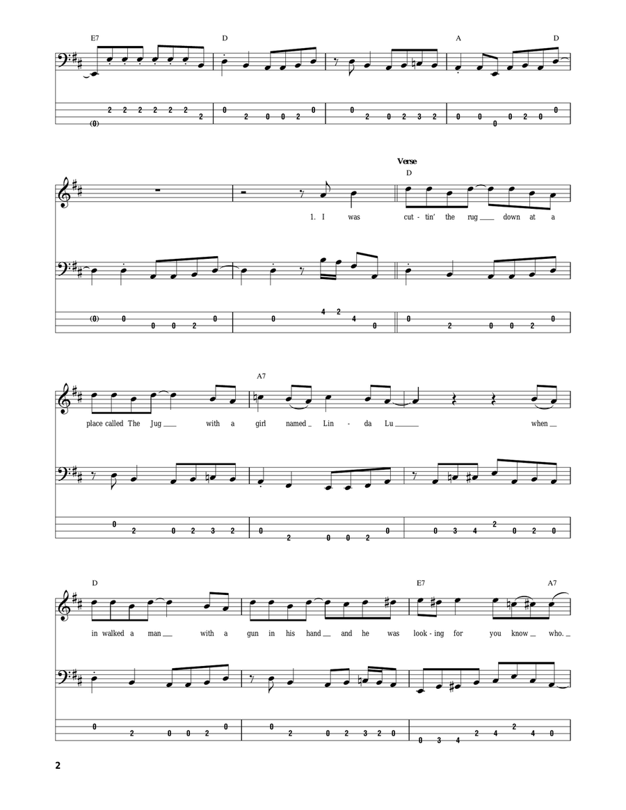 Gimme Three Steps Bass Guitar Tablature scores gallery preview page 2