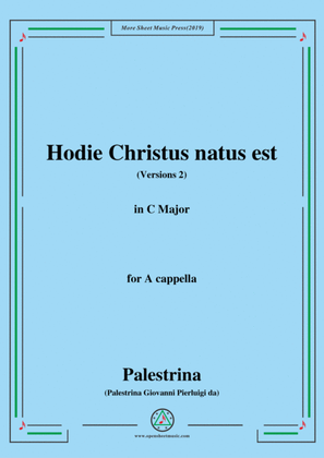 Book cover for Palestrina-Hodie Christus natus est(Versions 2),in C Major,for A cappella