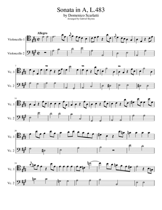 Sonata in A, L. 483, Cello Duet