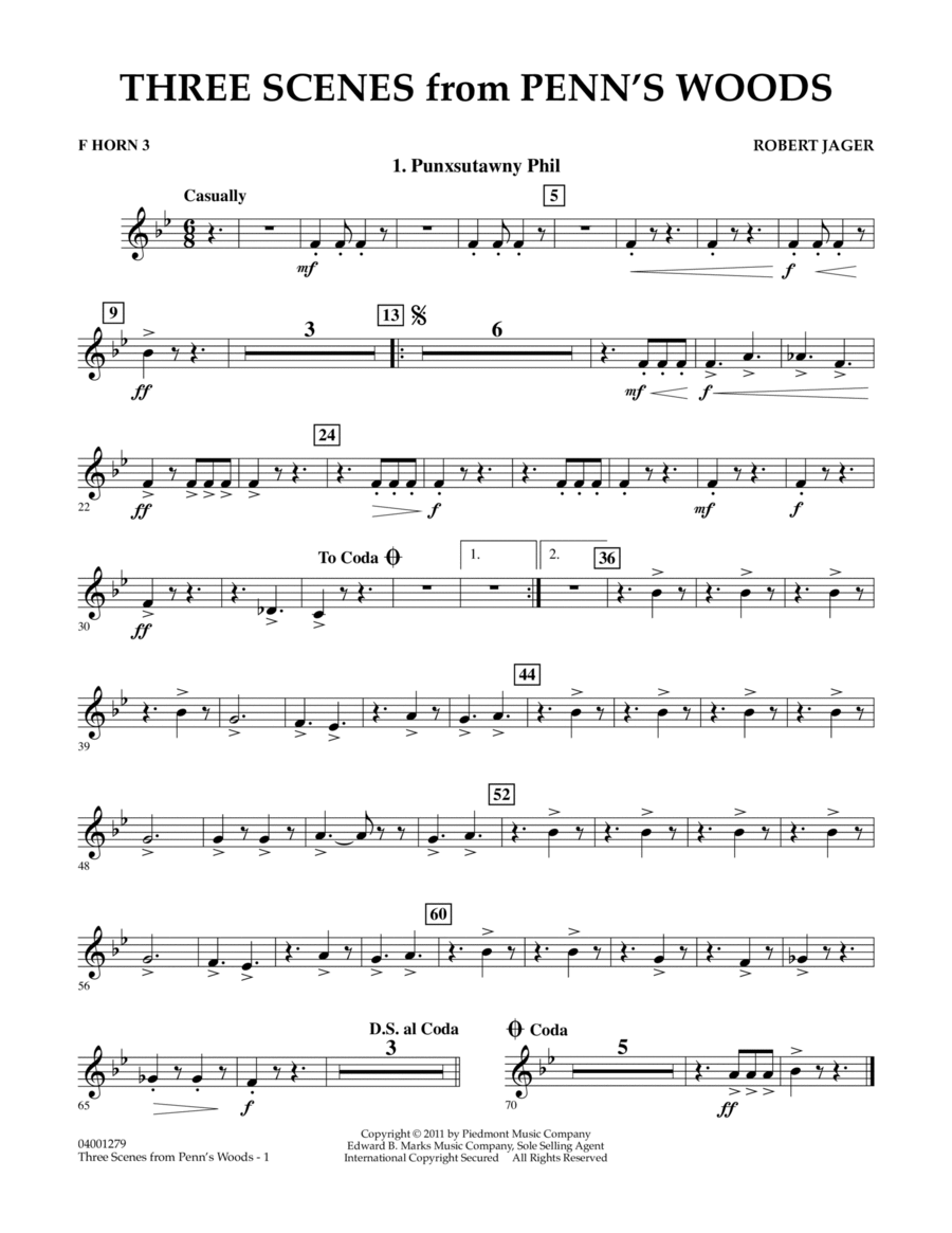 Three Scenes From Penn's Woods - F Horn 3 Concert Band scores gallery preview page 1