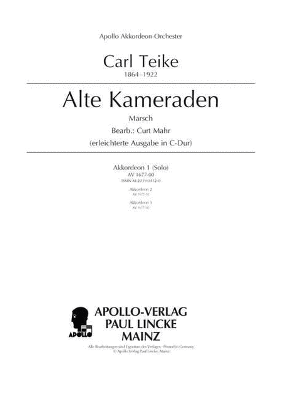 Alte Kameraden Accordion scores gallery preview page 1